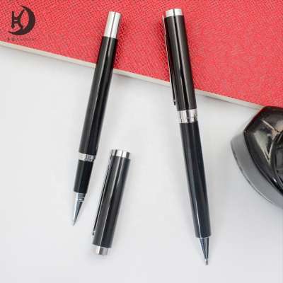 MSBR-056 Series Black With Silver Rim Roller Ballpoint Pen Fine Nib Custom Logo For Gift Office School