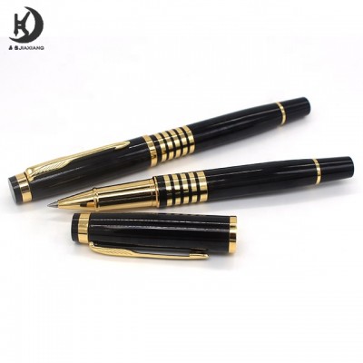 MS004 Promotional Luxury Heavy Gold Trim Metal Roller Ball Pen With Custom Printed Logo Perfect Gift For Men Women